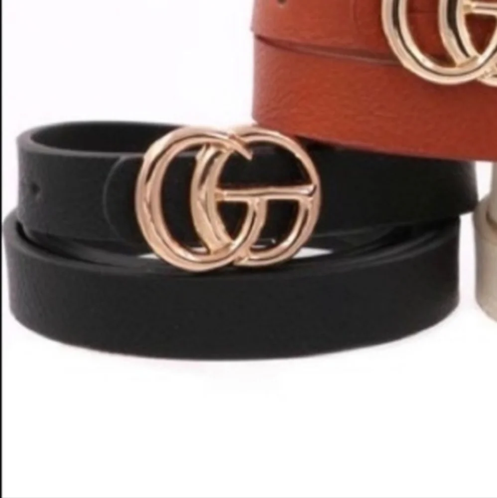 Kara and Kate women's faux leather belt black with goldtone buckle